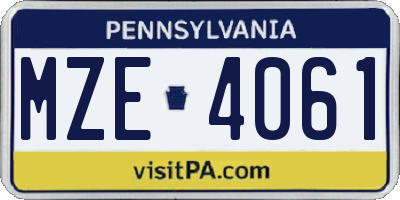 PA license plate MZE4061
