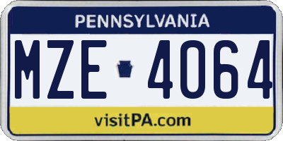 PA license plate MZE4064