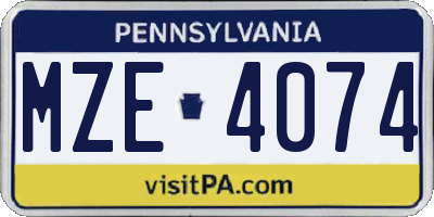 PA license plate MZE4074