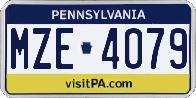 PA license plate MZE4079