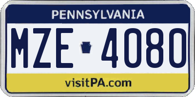 PA license plate MZE4080