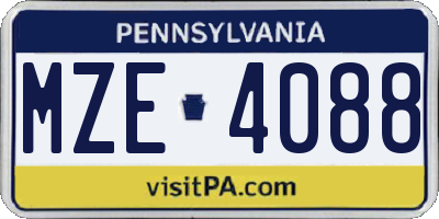 PA license plate MZE4088