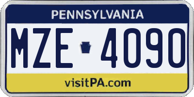 PA license plate MZE4090