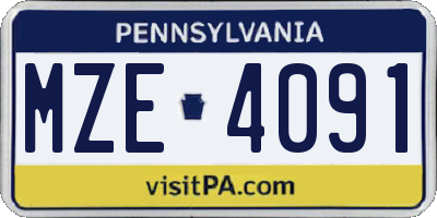 PA license plate MZE4091