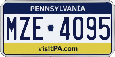 PA license plate MZE4095