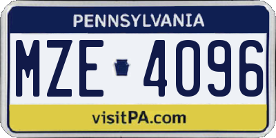 PA license plate MZE4096