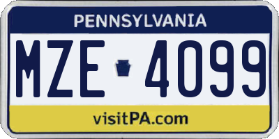PA license plate MZE4099