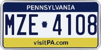 PA license plate MZE4108