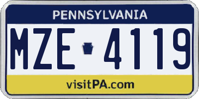 PA license plate MZE4119