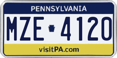 PA license plate MZE4120