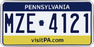PA license plate MZE4121