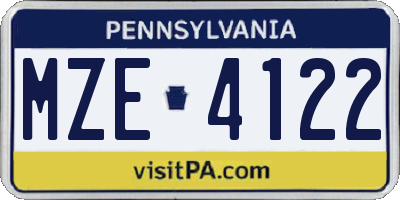 PA license plate MZE4122