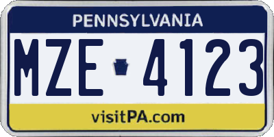 PA license plate MZE4123