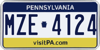 PA license plate MZE4124