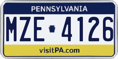PA license plate MZE4126