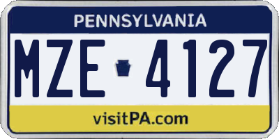 PA license plate MZE4127