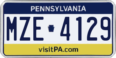 PA license plate MZE4129