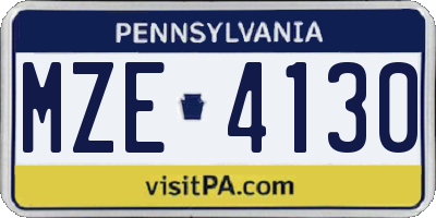 PA license plate MZE4130