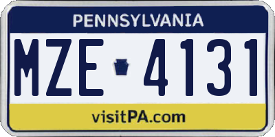 PA license plate MZE4131