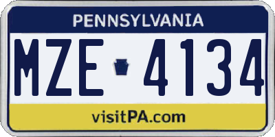 PA license plate MZE4134