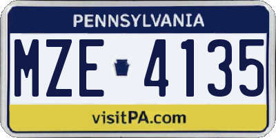 PA license plate MZE4135