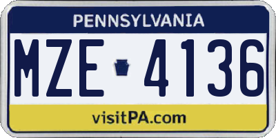 PA license plate MZE4136