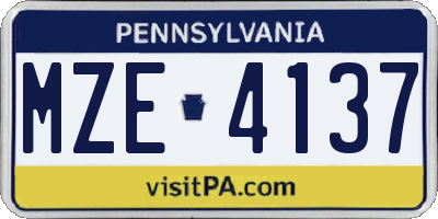 PA license plate MZE4137