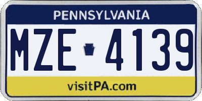 PA license plate MZE4139