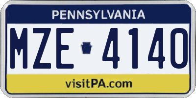 PA license plate MZE4140