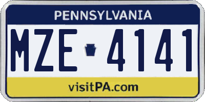 PA license plate MZE4141