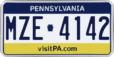PA license plate MZE4142
