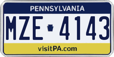 PA license plate MZE4143
