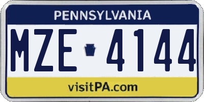 PA license plate MZE4144