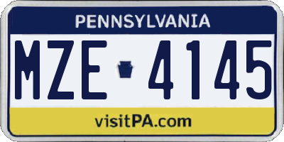 PA license plate MZE4145