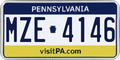 PA license plate MZE4146