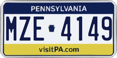 PA license plate MZE4149