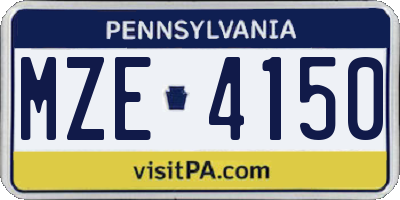 PA license plate MZE4150