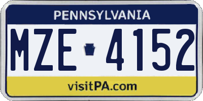 PA license plate MZE4152
