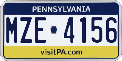 PA license plate MZE4156