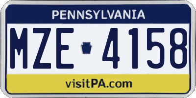 PA license plate MZE4158