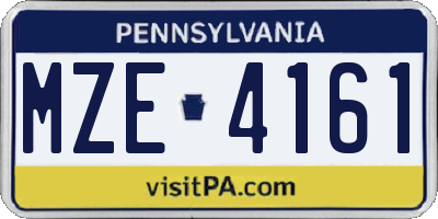 PA license plate MZE4161