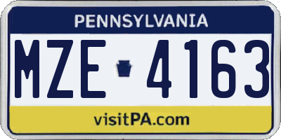 PA license plate MZE4163