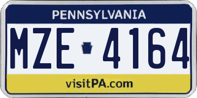 PA license plate MZE4164