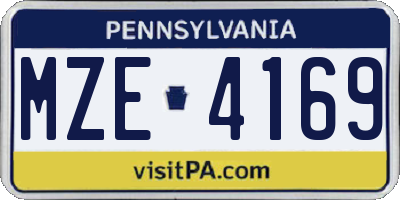 PA license plate MZE4169