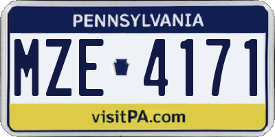PA license plate MZE4171