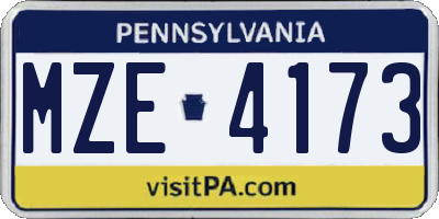 PA license plate MZE4173