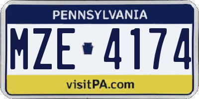 PA license plate MZE4174