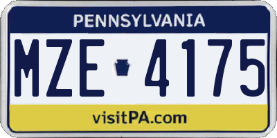PA license plate MZE4175