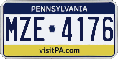 PA license plate MZE4176