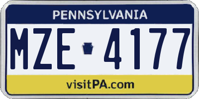 PA license plate MZE4177